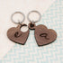 2 Heart Jigsaw Wooden Key Ring - Couple Initials PER2034-001