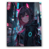 Cyberpunk Anime Inspired Metal Poster – Futuristic Neon Wall Art