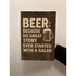 BEER BECAUSE NO GREAT STORY STARTED WITH A SALAD - Funny Pub Home Bar Style Vintage Metal Sign Poster
