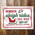 Christmas Reindeer Sleigh Rides   Metal Wall Sign Plaque