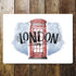 London Watercolour Telephone Box - Metal Advertising Wall Sign