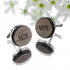 Monogram Engraved Round Walnut Cufflinks PER3157-SER