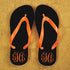 Monogrammed Flip Flops in Black and Orange PER364-OL