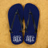 Monogrammed Flip Flops in Blue and White PER361-BL