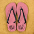 Monogrammed Flip Flops in Pink and Grey PER362-BL
