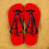 Moustache Style Personalised Flip Flops in Red PER368-BL
