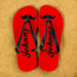 Moustache Style Personalised Flip Flops in Red PER368-BM