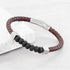 Personalised Men's Leather Beaded Bracelet