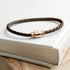 Personalised Men's Travel Compass Woven Leather Bracelet PER5570
