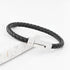Personalised Men's Black Leather Bracelet with Tube Clasp
