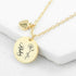 Personalised Birth Flower Brushed Heart and Disc Necklace PER5868