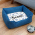 Personalised Blue Comfort Dog Bed with Blue Floral Design PER4340-SML
