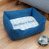 Personalised Blue Comfort Dog Bed with Blue Paw Print Design PER4396-SML