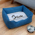 Personalised Blue Comfort Dog Bed with Blue Striped Design PER4342-LRG