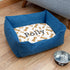 Personalised Blue Comfort Dog Bed with Dog Biscuit Design PER4343-LRG