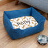 Personalised Blue Comfort Dog Bed with Dog Biscuit Design PER4343-SML