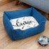 Personalised Blue Comfort Dog Bed with Fish Bone Design PER4341-LRG