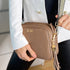 Personalised Elie Beaumont Taupe Bag with Gold Chevron Strap