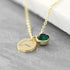 Personalised Gold Birthstone Crystal and Disc Necklace PER4224-MAY
