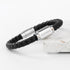 Personalised Men's Roman Numerals Luxury Black Leather Bracelet