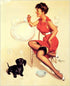 Pin Up Girl Dachshund Dog Bubbles - Metal Personalised Art Wall Sign