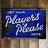 Players Please Blue  - Metal Advertising Wall Sign